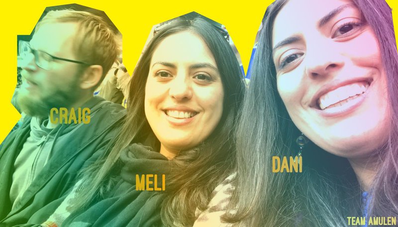 Team Amulen: Craig (data developer), Dani (Frontend developer) and Meli (dataviz dev)