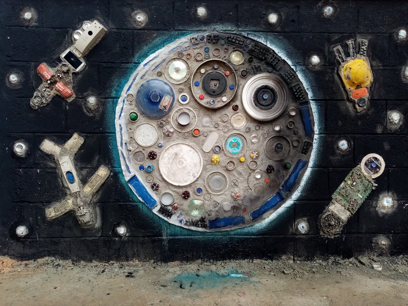 This is how our artwork looks in our courtyard...