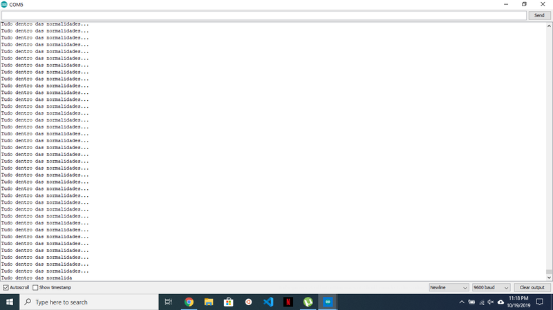 Resposta do sistema de monitoramento à não detecção de mudanças nas propriedades do fluído.