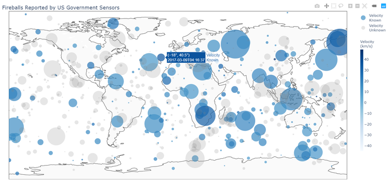 Fireball Impact - Plotly Interactive 2D World Map