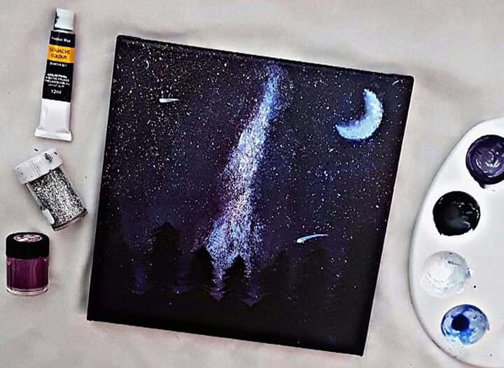 A 4th Scan Image of Drawing Talked About A Night Under Dark Sky With The Moon.