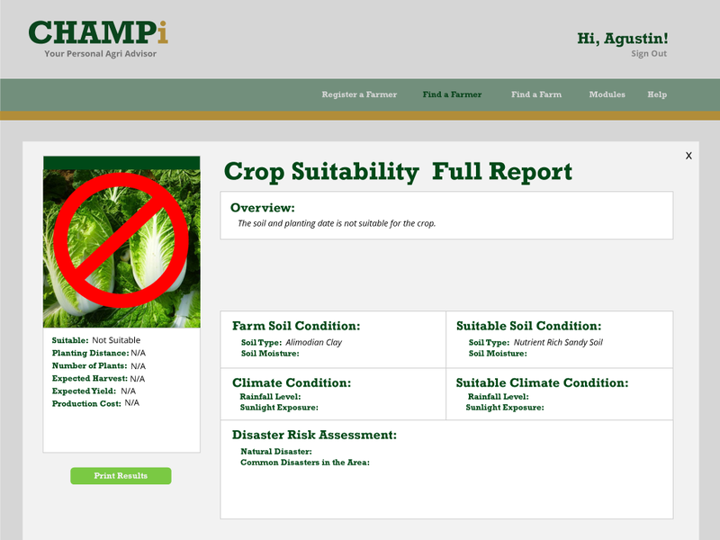 CHAMPi: Crop Suitability Full Assessement Report