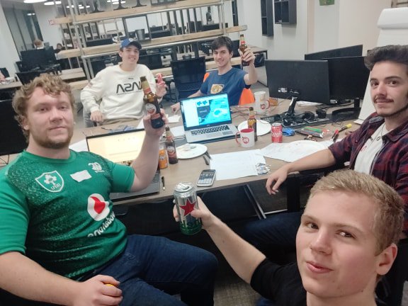 Having a beer to celebrate