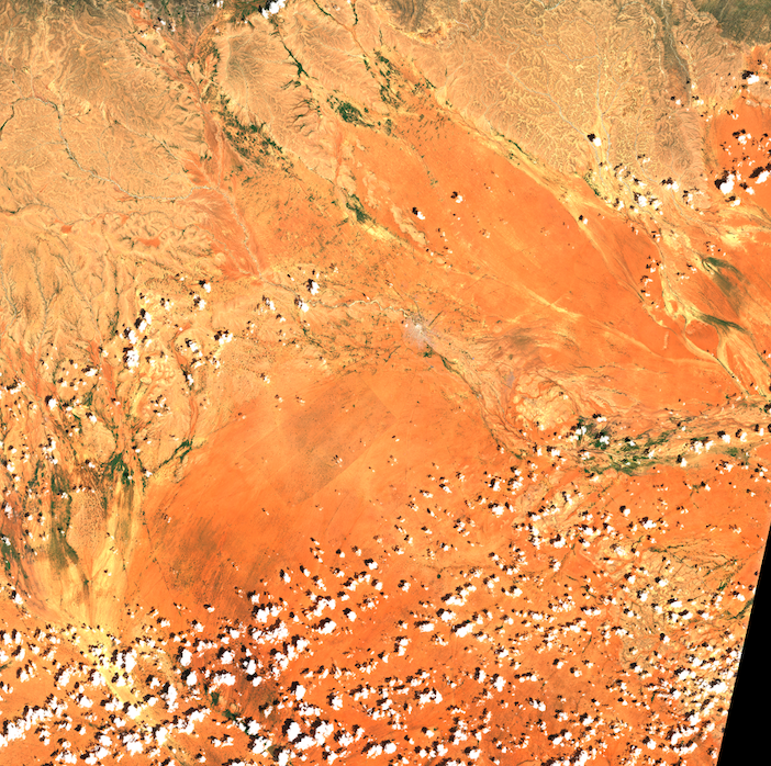 Another stunning image capture by Sentinel 2 (ESA) yesterday ! Located in Tchad. Our code to request satellite imagery can now order automatically a Near Real Time image for any given coordinates.