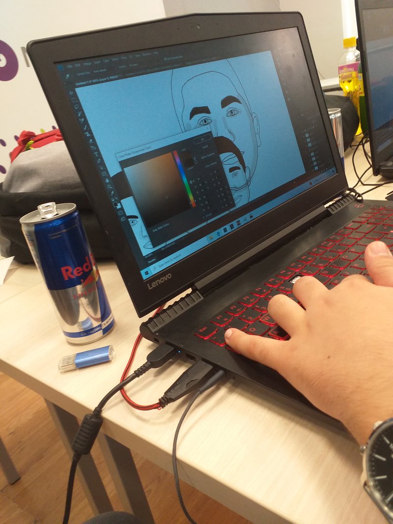 Working on our logo