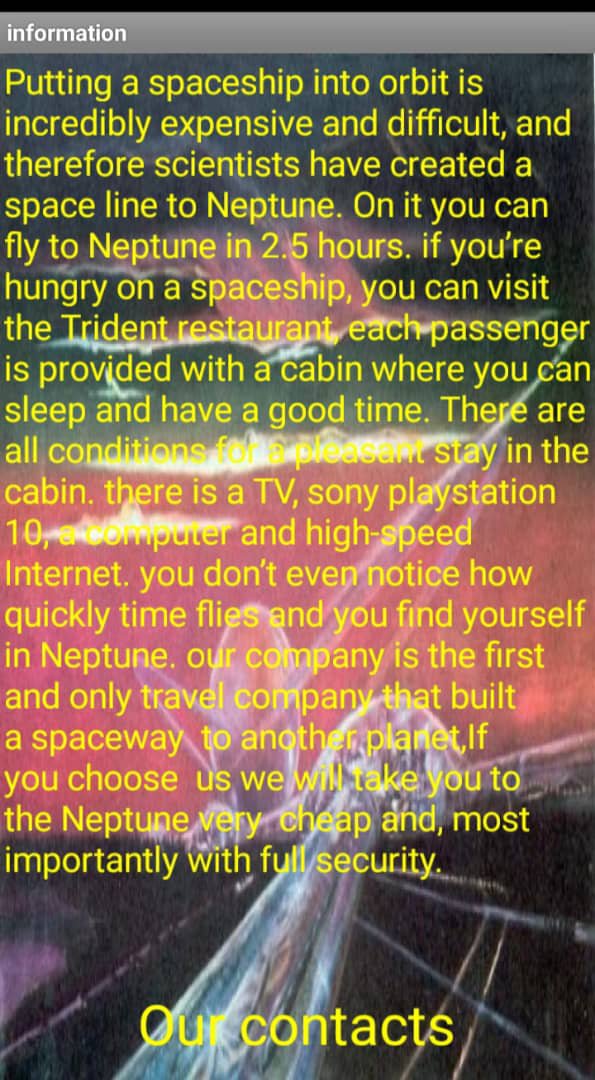 Its a information about spaceway and spaceship