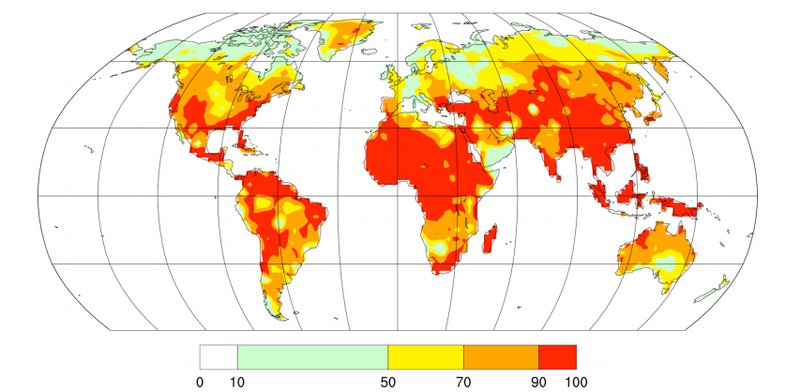 According to the result of some study, It is seen that by the end of the 21st Century it will be much hotter everywhere In most of the tropics/subtropics, the seasonal average temperature will very likely exceed the warmest year on record. (As shown in that particular picture).