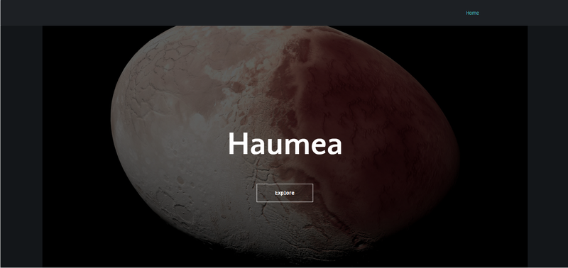 main page of planet Haumea