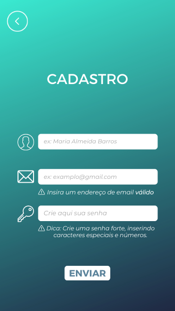 tela de cadastro para usuários
