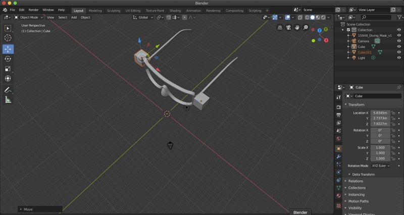  Ide 3d model for diving goggles incorporating sensors.