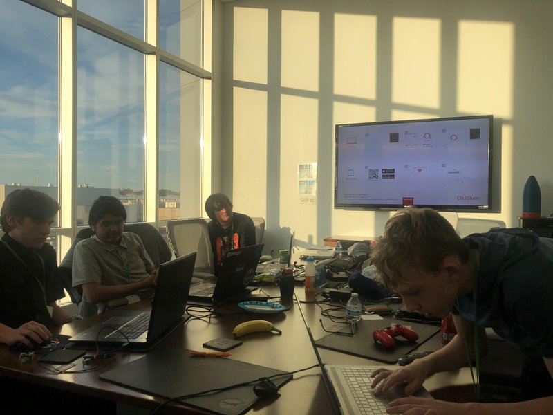 The team hard at work as the sun was setting. #bananapower