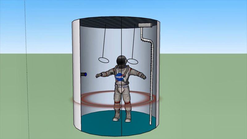 Exemplo da cápsula que o astronauta irá realizar o sistema de limpeza do traje