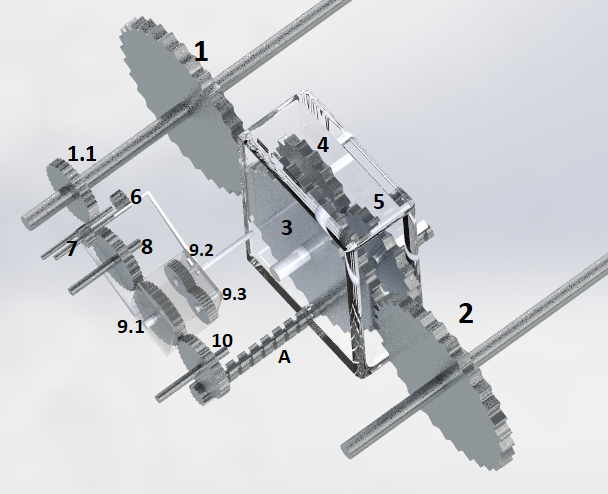 The whole Gear Box. Its working concept is explained in the document in our drive.