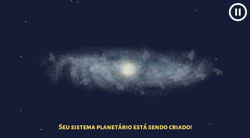 Imagem do nosso jogo, (formação do sistema planetário).