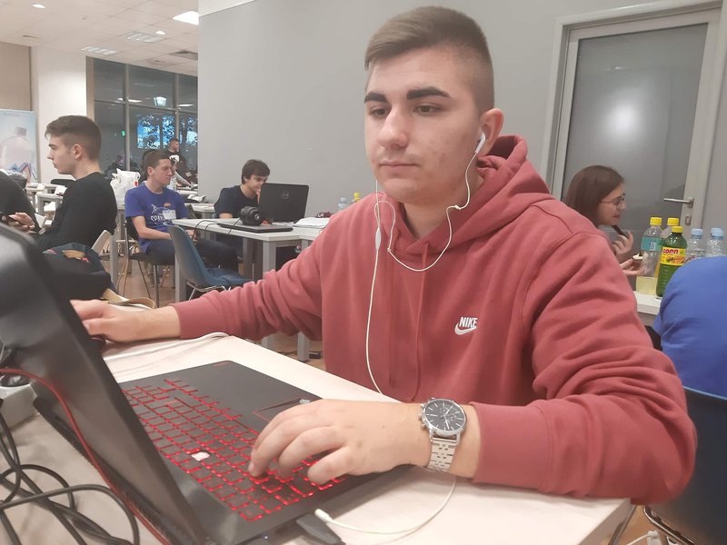 working hard