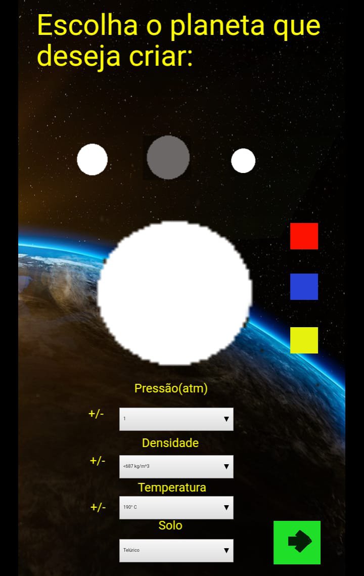 Escolha das cores e elementos do planeta
