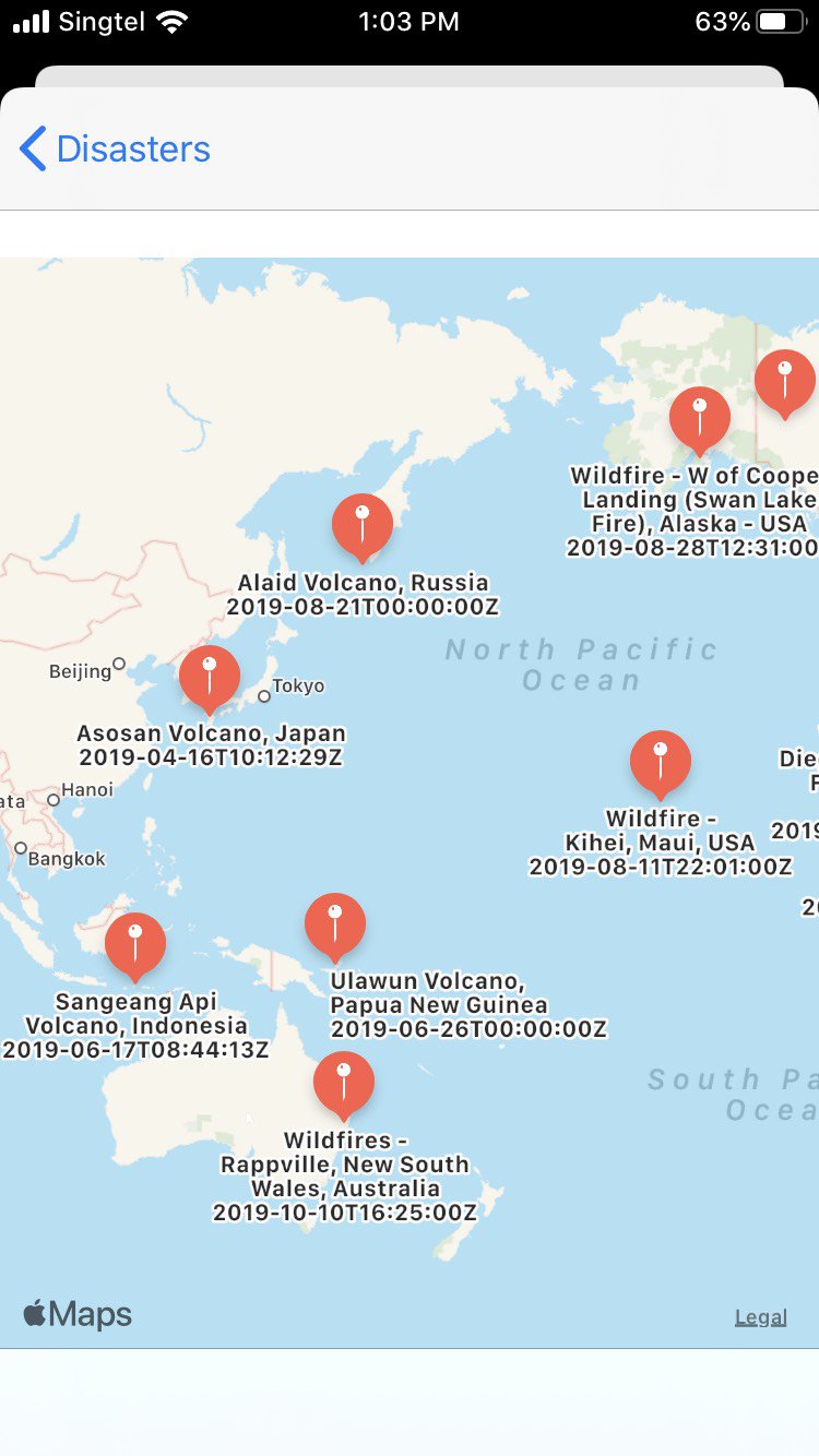 Heatmap of disaster occurence locations