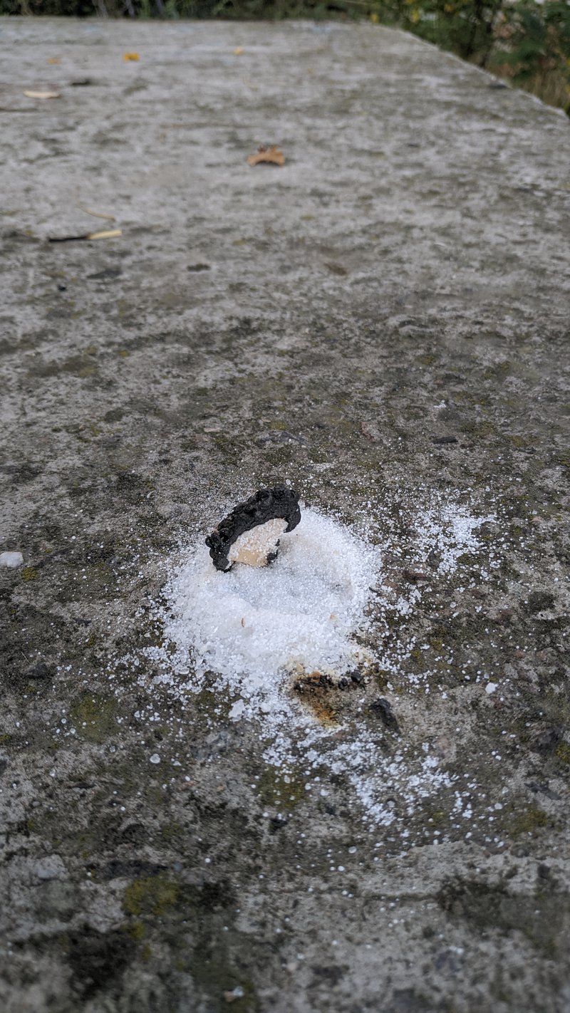 There is a proof of work of our extinguishing mixture. It covers the burning body with foam, which is formed when the mixture boils and does not burn