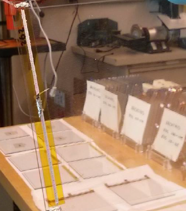 A prototype of the electrodynamic screen we're hoping to implement on this project