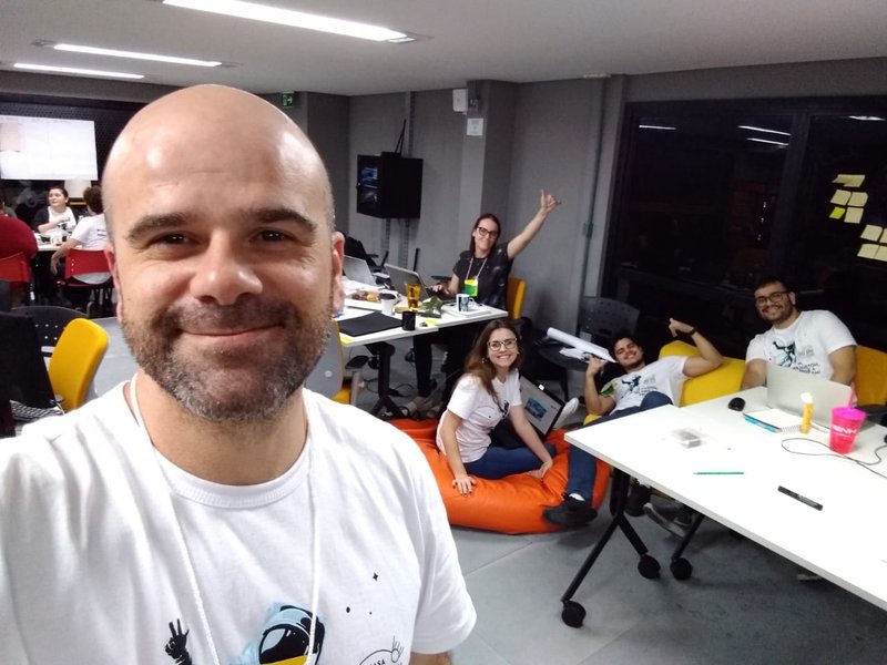  amazing people working hard with happiness!