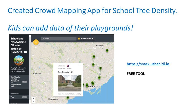 I mapped all the data I generated on a map so that other children can view it and find out how green are their schools. They can also send and share pictures of new trees they are planting in their schools to make them greener.