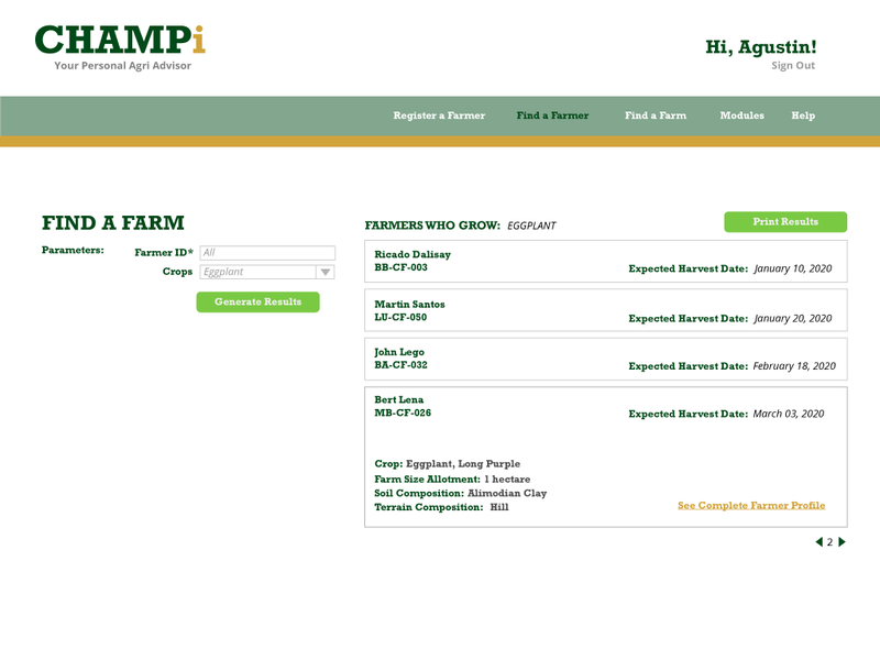 CHAMPi: Find A Farmer Page