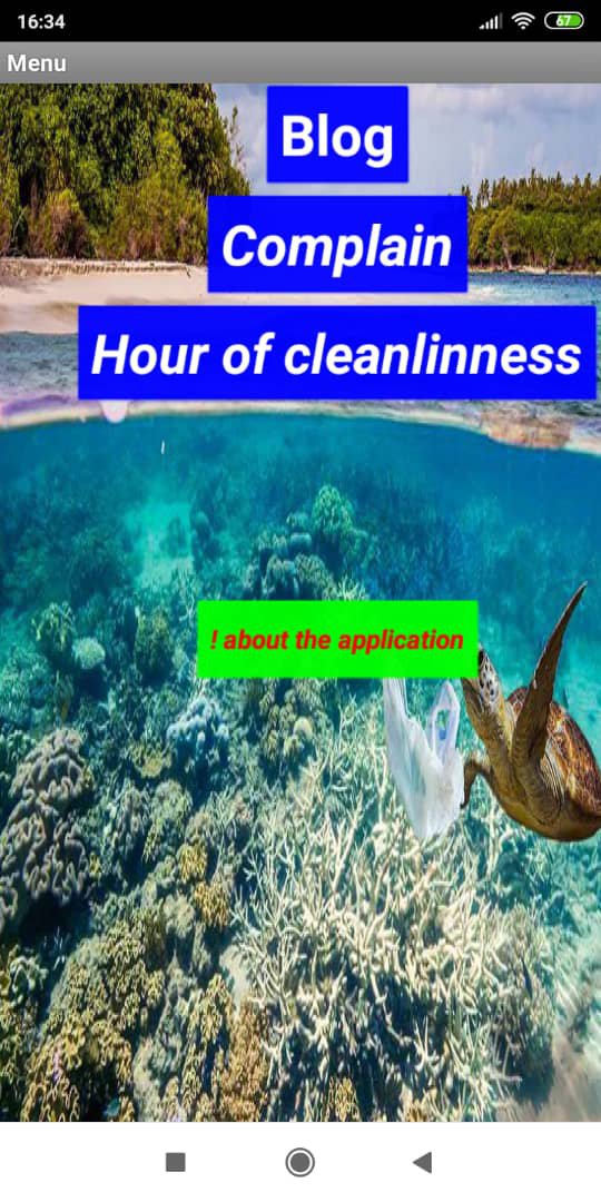 The main menu of the app which we created