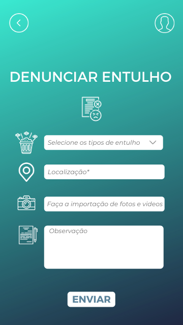 Tela atualizada para denúncia de entulho.