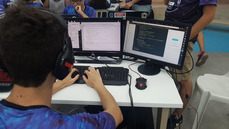 Here are one of our developers working coding the software