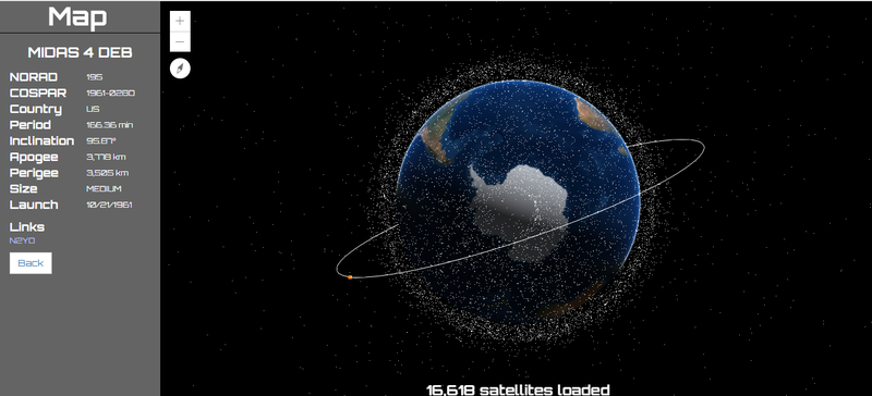 satellite's data being showed after clicking 