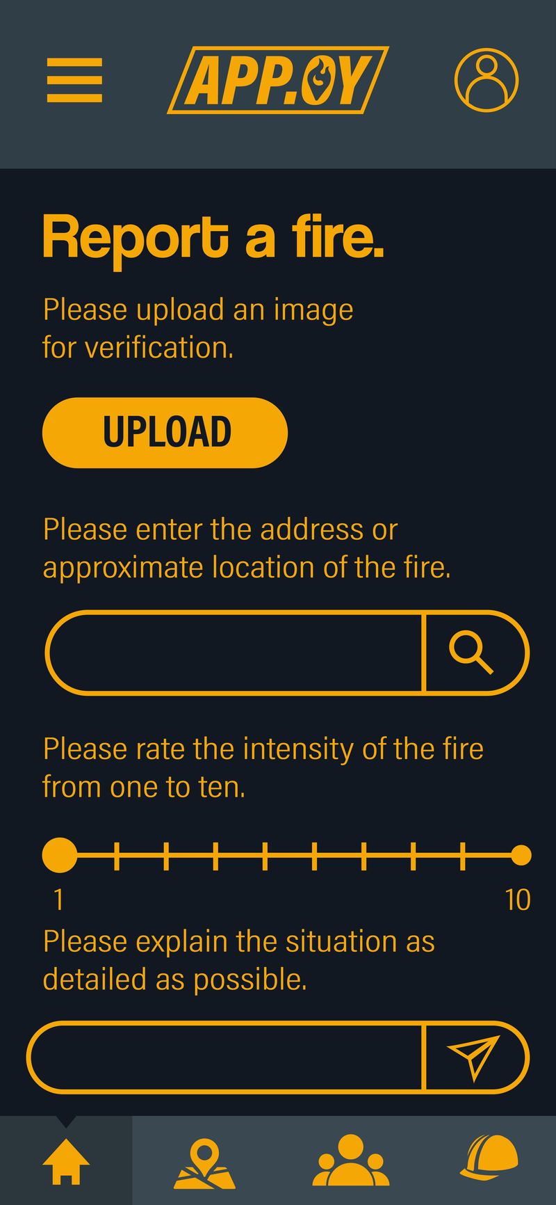 The civilian fire reporting interface