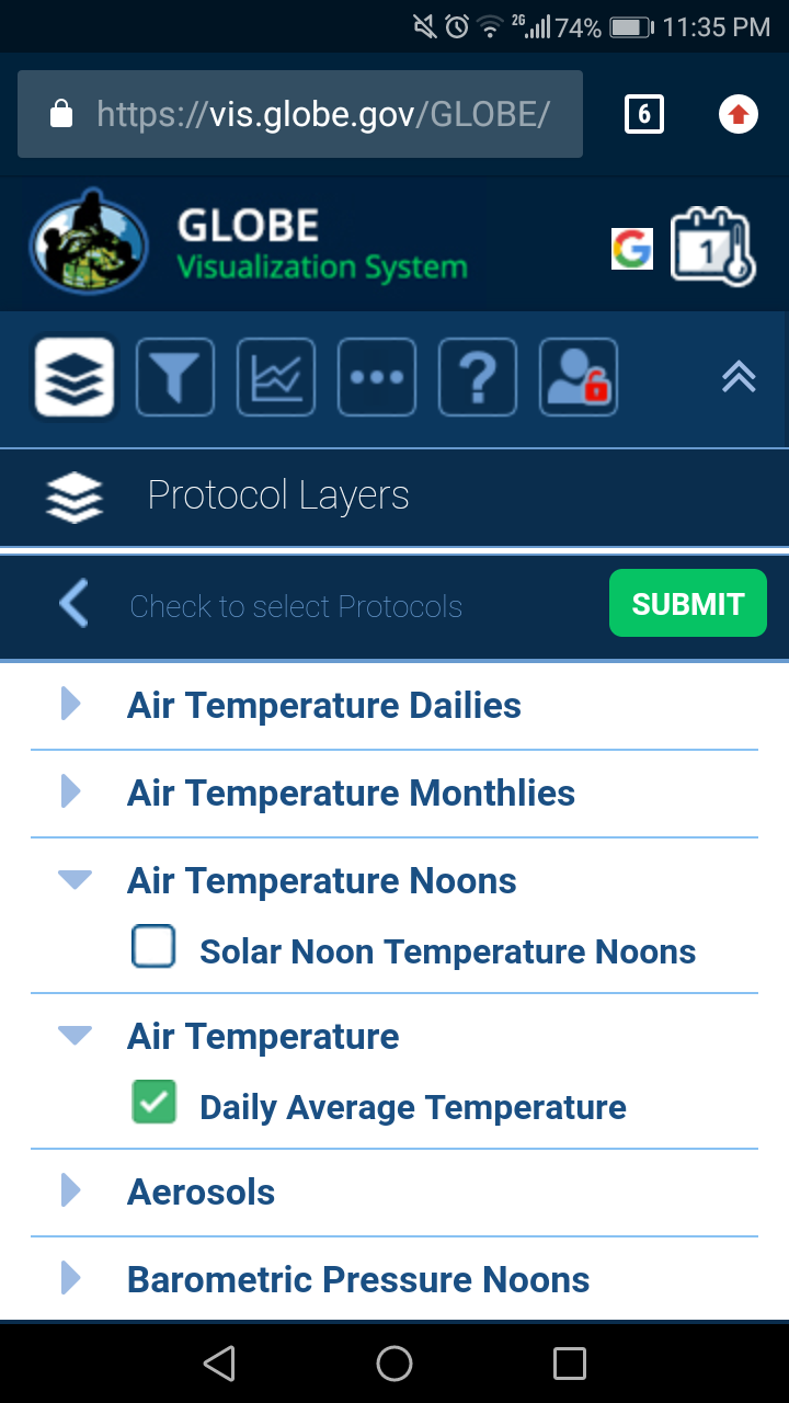Globe air temperature 