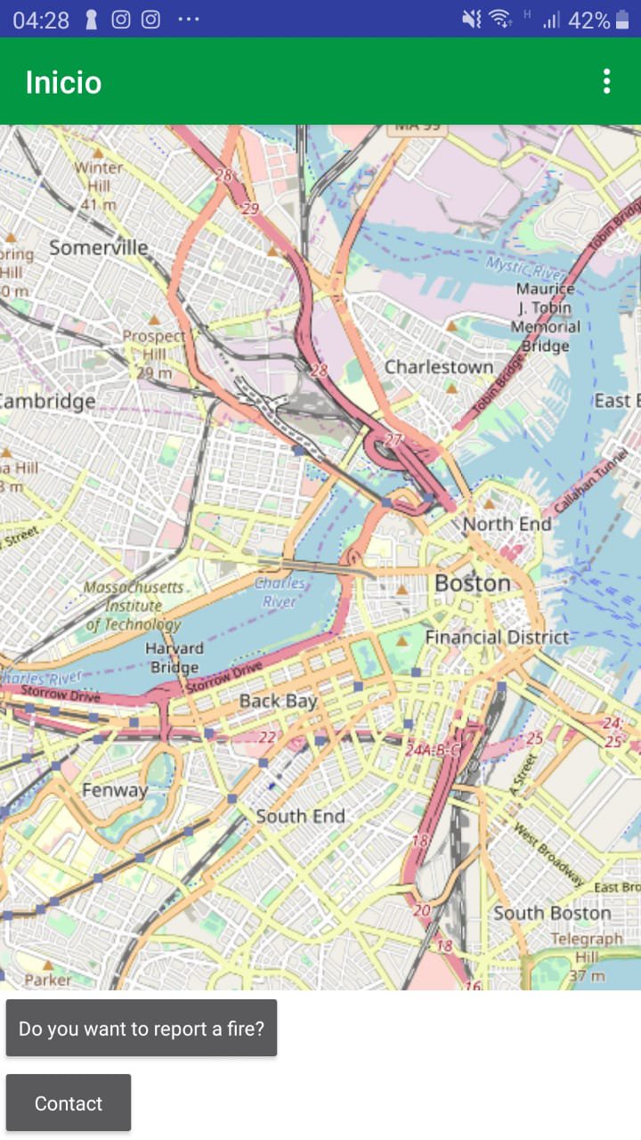  The app has an integrated map for the user to view the areas with potential fire risk.