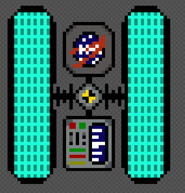 This is the pixel art of our satellite we just came up with. It's animated!