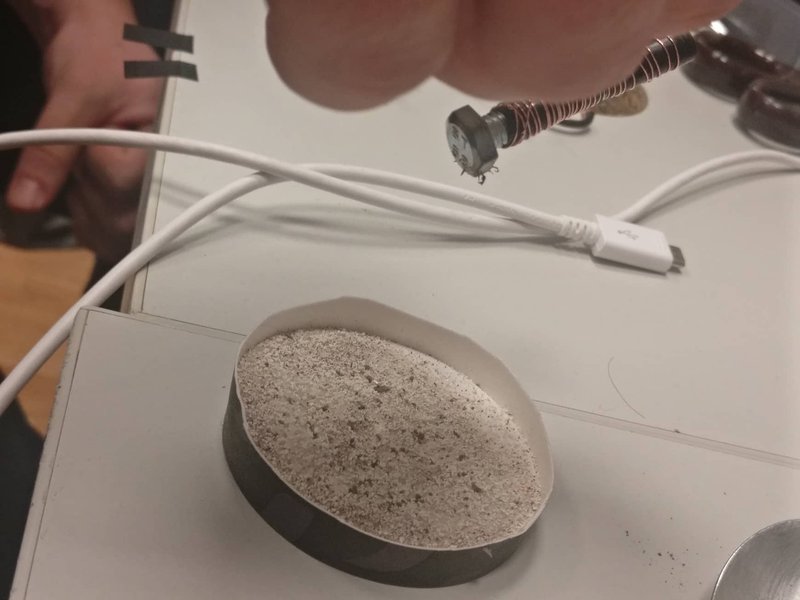 Testing the magnetic properties of the self-made solenoid.