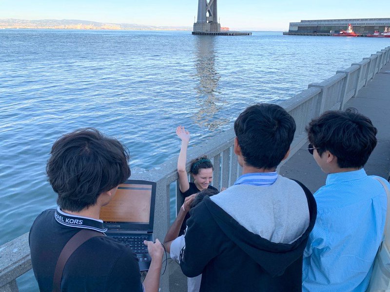 Team work makes the dream work, even if the light is not that good for filming 