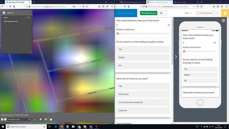 An example of the infrared overlay and the online survey