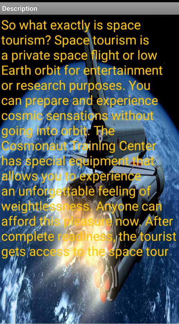 Here you can pay attention to the description of space tourism