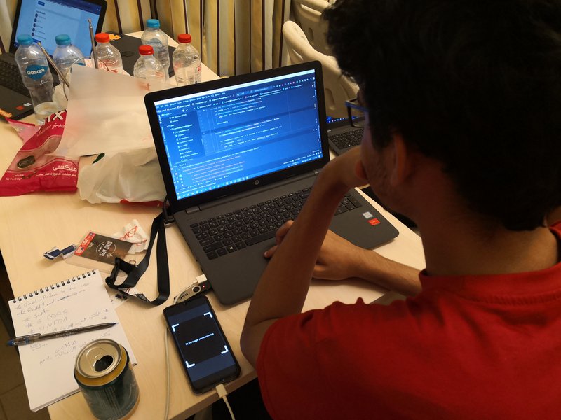 Fady while doing some computer science!